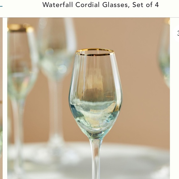 24K Gold Waterfall cordial wine glasses - Picture 11 of 15